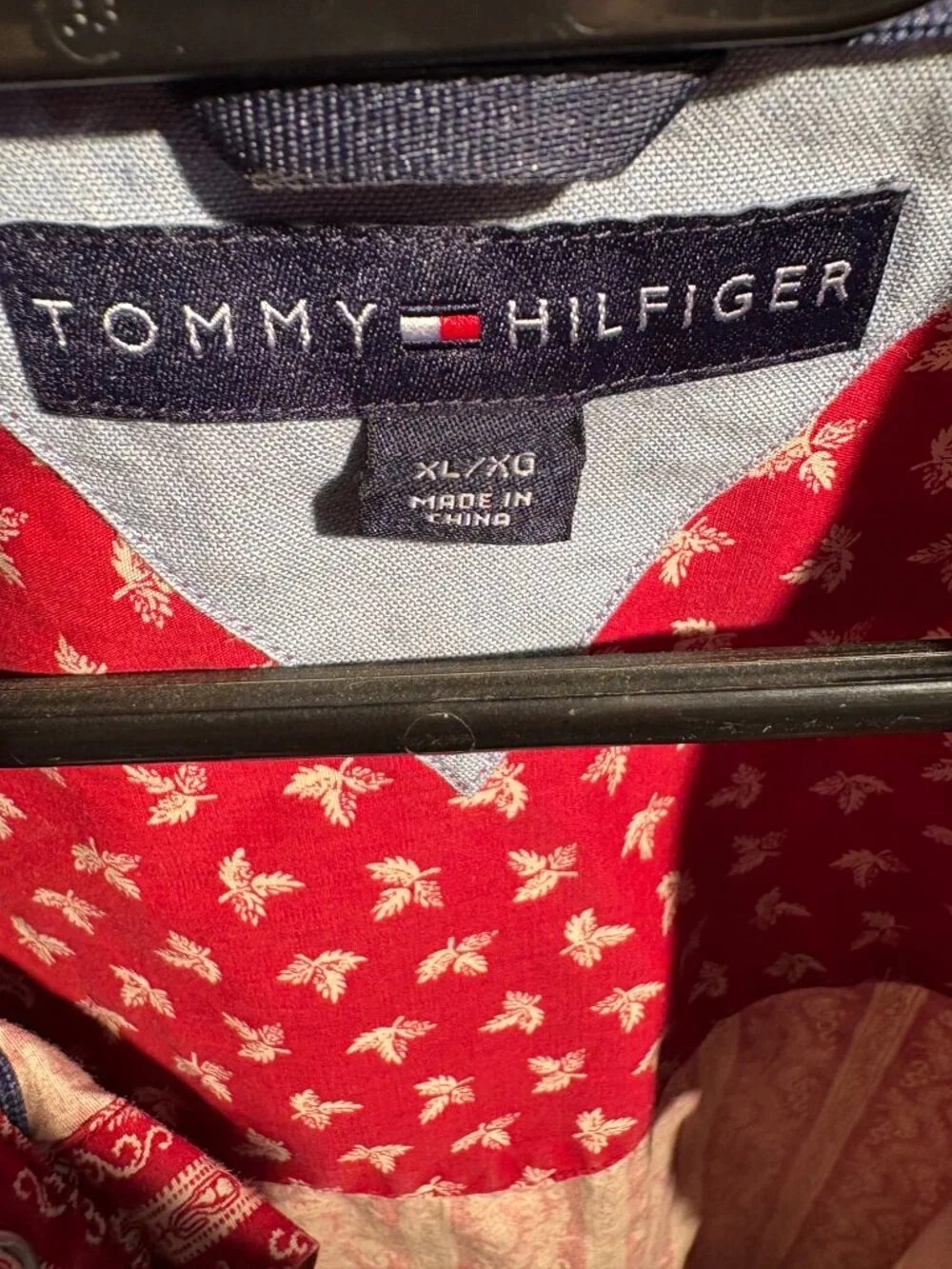 Tommy Hilfiger Western Pearl Snap Shirt Mens XL Red Paisley Stripe
